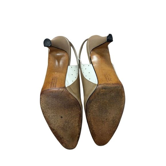 80s Salvatore Ferragamo Cream & White Slingbacks - Size 10 - Picture 2 of 6